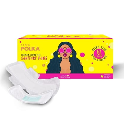 Pinq Polka Premium Organic Soft Cotton Feel Rash Free Ultra Thin Sanitary Pads of Same Packs - Single Combos XL XL (Pack of 40)