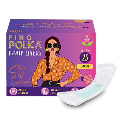 Pinq Polka Regular Premium Ultra Thin Organic Cotton Soft Feel Rash Free Pantyliners - Pack of 1,2 Large 25