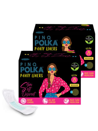 Pinq Polka Regular Premium Ultra Thin Organic Cotton Soft Feel Rash Free Pantyliners - Pack of 1,2 Regular 50