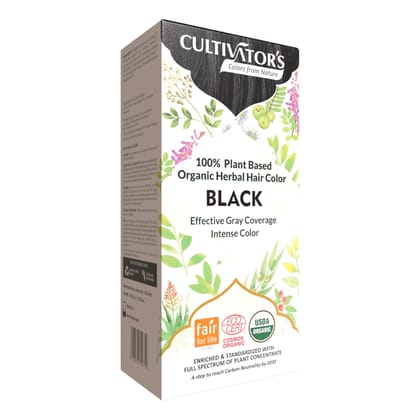 Cultivator's Organic Hair Colour - Herbal Hair Colour for Women and Men - Ammonia Free Hair Colour Powder - Natural Hair Colour Without Chemical, (Black) - 100g