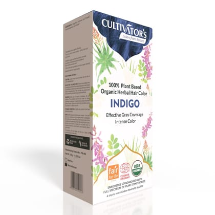 Cultivator's Organic Hair Colour - Herbal Hair colour for Women and Men - Ammonia Free Hair Colour Powder - Natural Hair Colour Without Chemical, (Indigo) - 100g