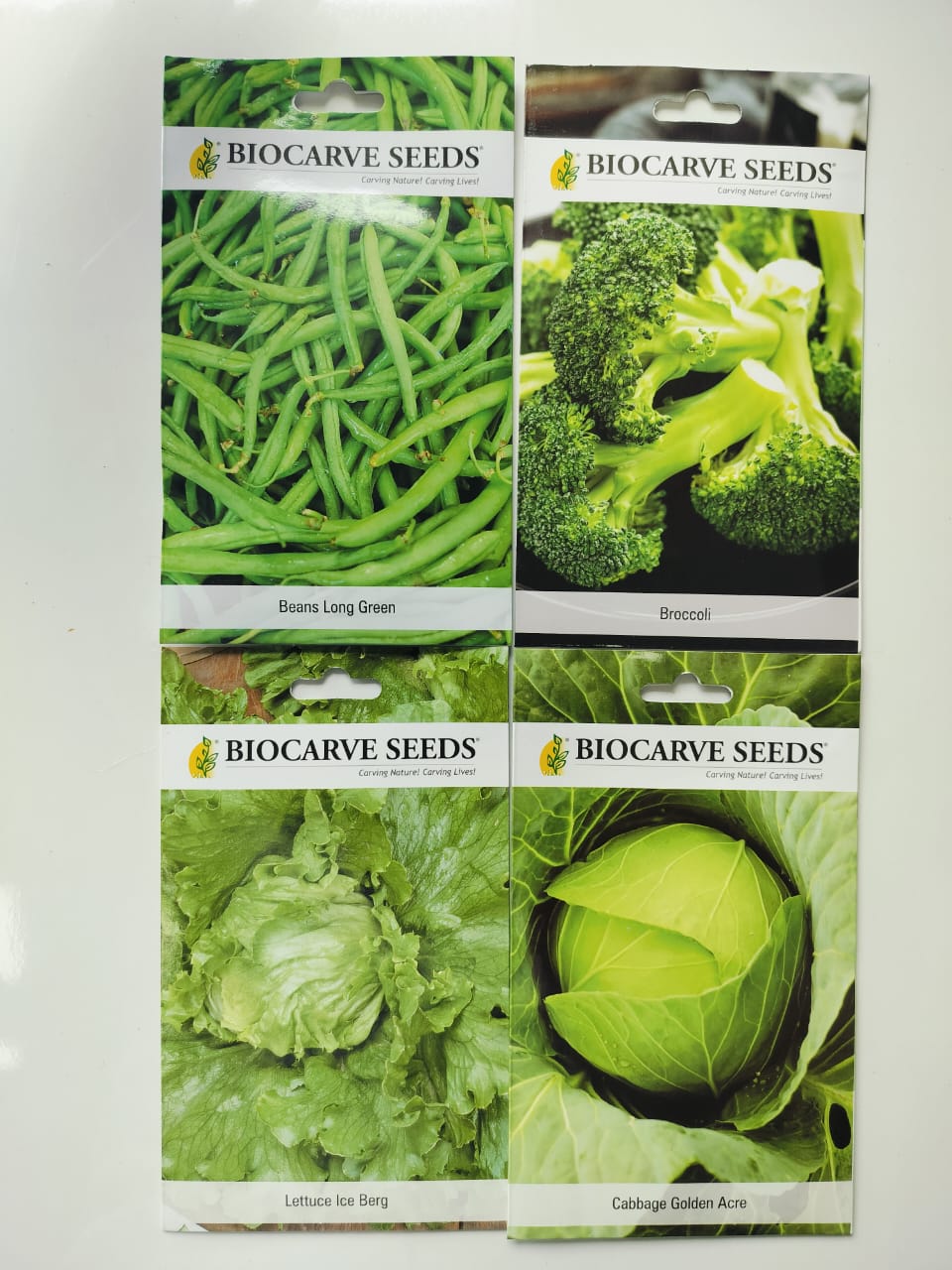 Biocarve Vegetable Kit - 4 Pkts (Beans, Lettuce, Brocolli and Cabbage vegetable seeds