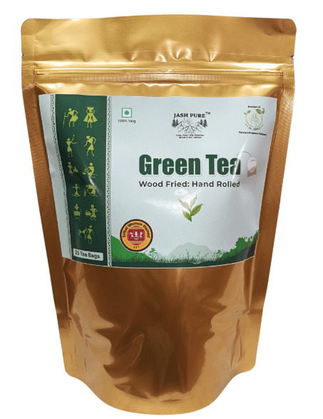  JASH PURE Green Tea, 25 Tea Bags, 100% Veg, Wood Fried, Hand Rolled