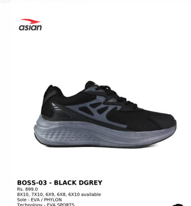  BOSS-03 Black Grey Running Shoes