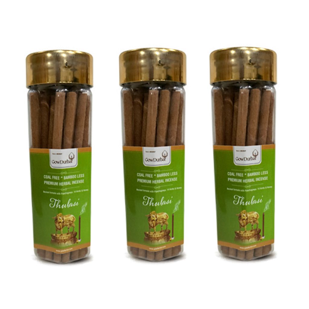 GOW DURBAR Thulasi – Rejuvenating Bamboo Less Incense (PACK OF 3)