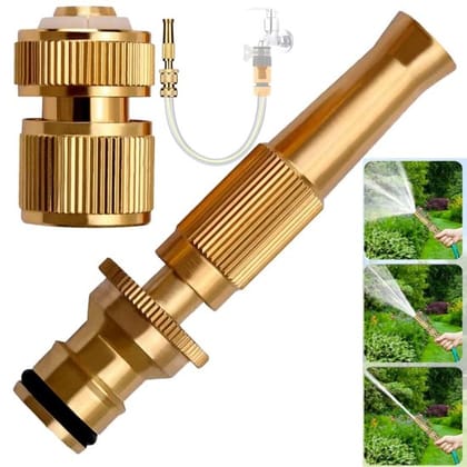 WUGO::Brass Nozzle Water Spray Gun Water Jet Hose Nozzles Hose Pipe Spray Gun Suitable,3/4 Inch Garden Hose Quick Connect Water Hose Connector, Solid Brass for Garden Hose, Pressure Washer, Tap