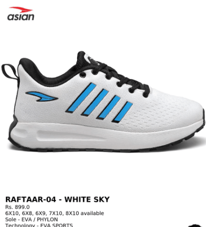 ASIAN RAFTAR-04  Running Shoes - White Sky