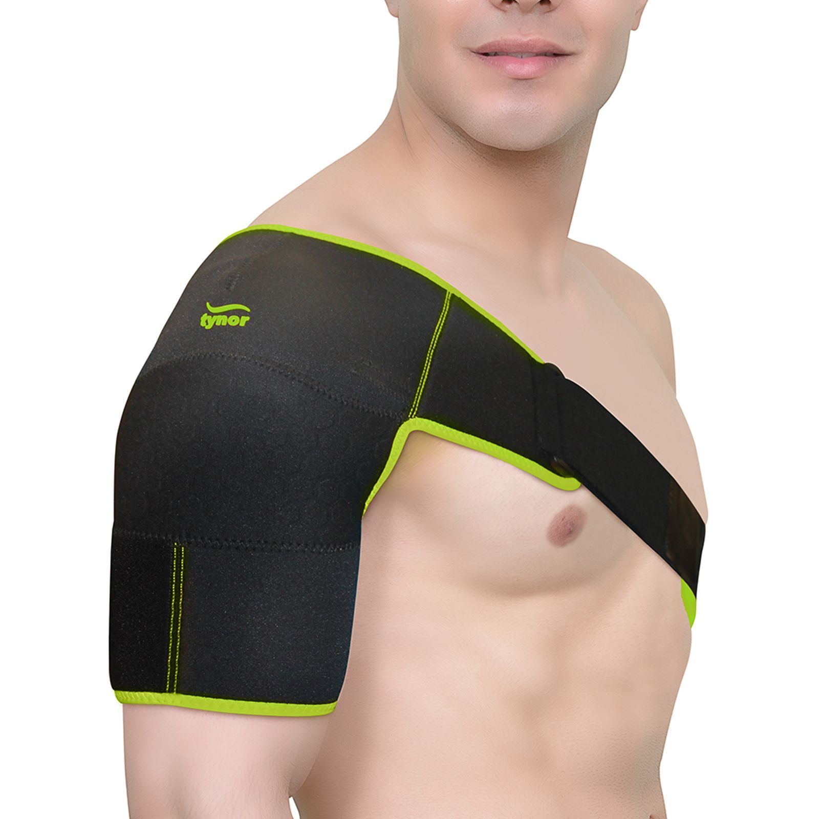 Tynor Shoulder Support Double Lock (Neo), Black & Green, Universal, 1 Unit