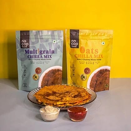 Combo | NoCap Super Saver Healthy Chilla Premixes Pack of 2 | Multigrain Chilla Premix 200 gm (1), Oats Chilla Premix 200 gm (1)