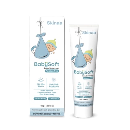 Skinaa Baby Soft Baby Sunscreen Paraben Free SPF 30+ PA+++ UVA/UVB Protection - 50g