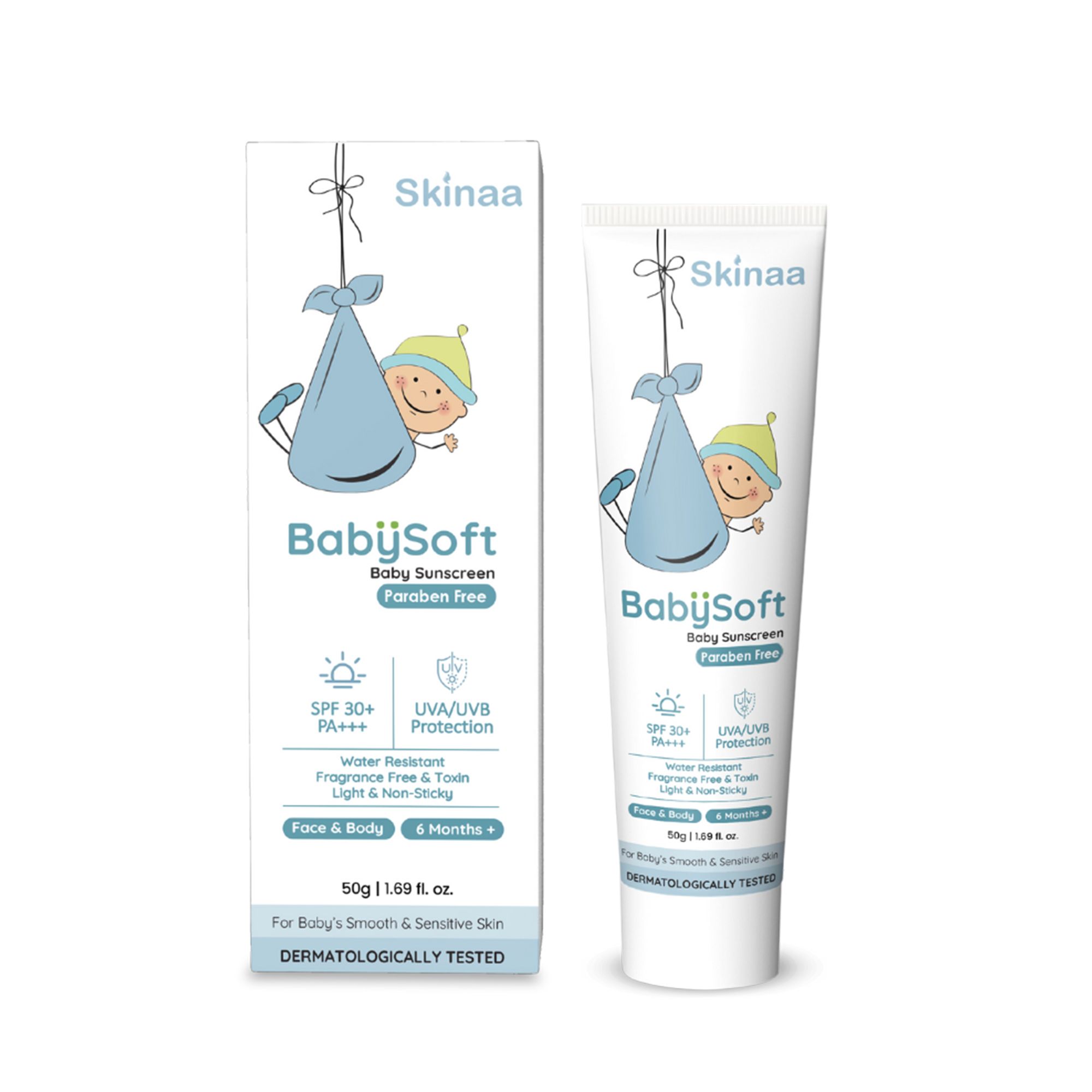 Skinaa Baby Soft Baby Sunscreen Paraben Free SPF 30+ PA+++ UVA/UVB Protection - 50g