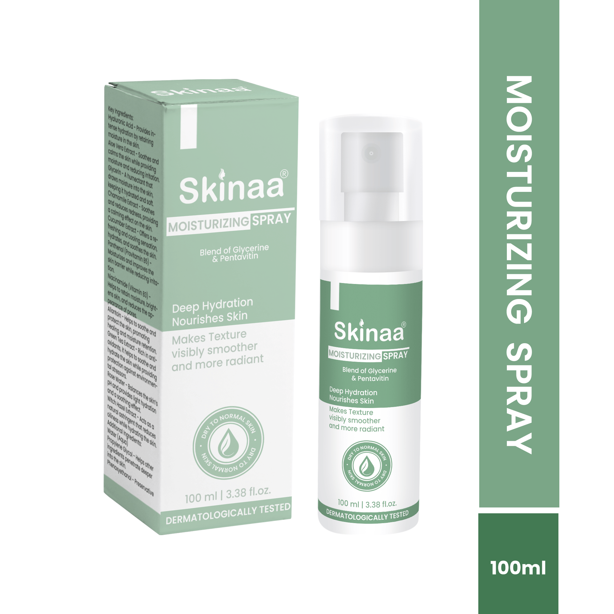 Skinaa Moisturizing Spray with Glycerine and Pentavitin for Hydration and Radiant Skin Tone - 100ml