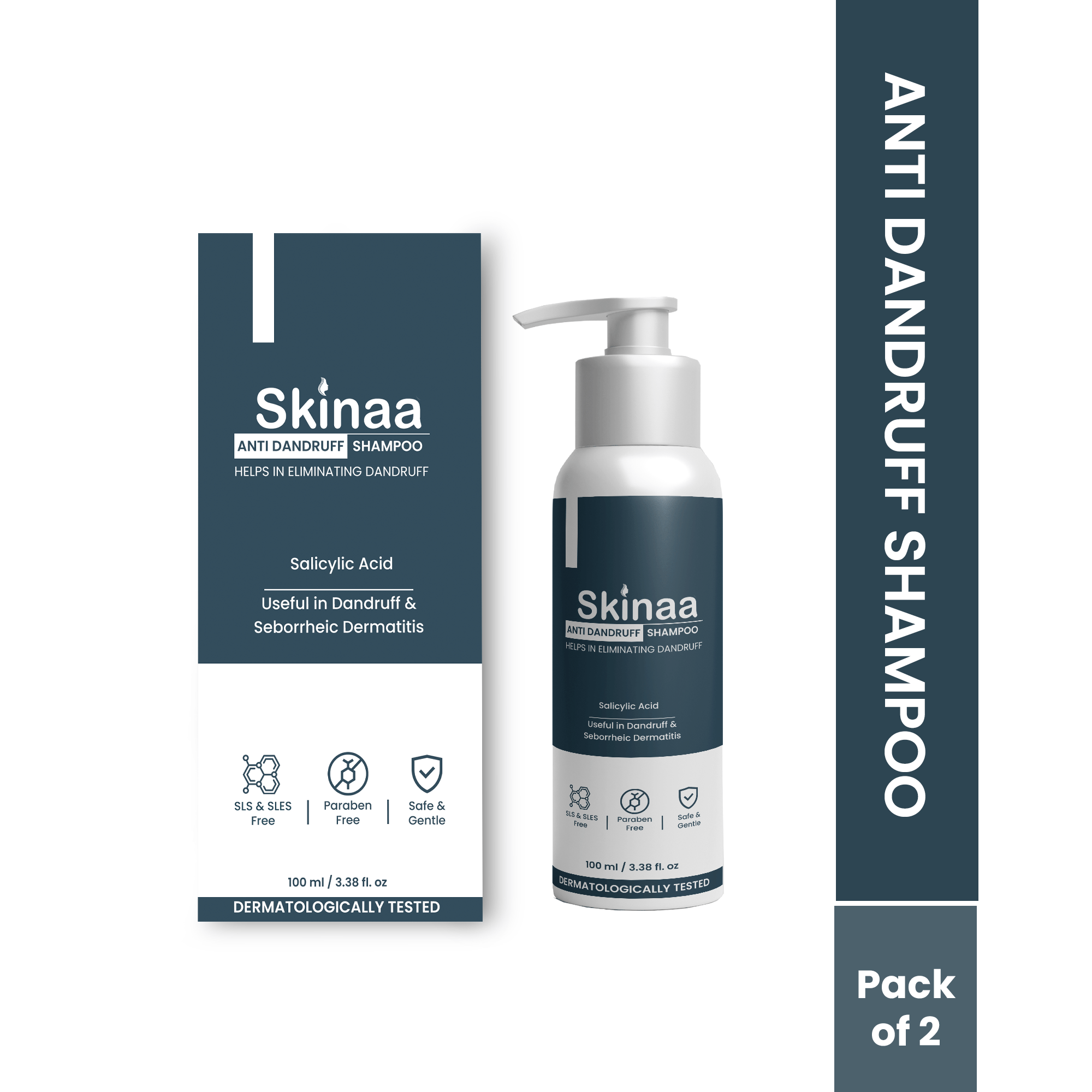 Skinaa Anti-Dandruff Shampoo with Ketoconazole and Salicylic Acid for Longer and Shiner Hair - 100ml