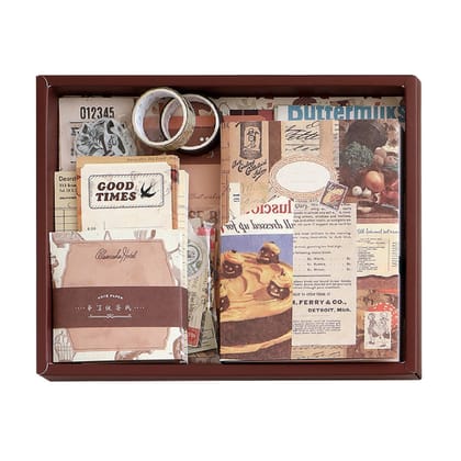 KTRS ENTERPRISE Cocoa Vintage Aesthetic Scrapbook Kit, Bullet Junk Journal Kit with Scrapbooking Supplies, Stationery, A6 Grid Notebook with Graph Ruled Pages for Adults Teen Girls