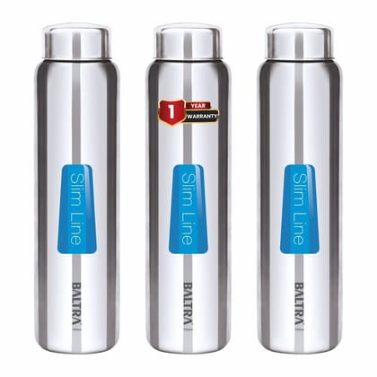 Baltra Relax Stainless Steel Fridge Water Bottle/Refrigerator Bottle Single Walled (Pack of 3)(700 ML)