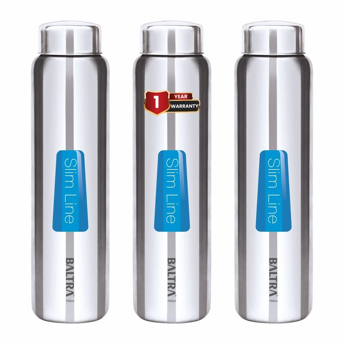 Baltra Relax Stainless Steel Fridge Water Bottle/Refrigerator Bottle Single Walled (Pack of 3)(700 ML)