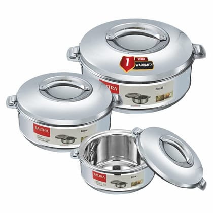 BALTRA Royal Hot Case 3 Pc Casseroles Set (1000ml,2000ml,3000ml)