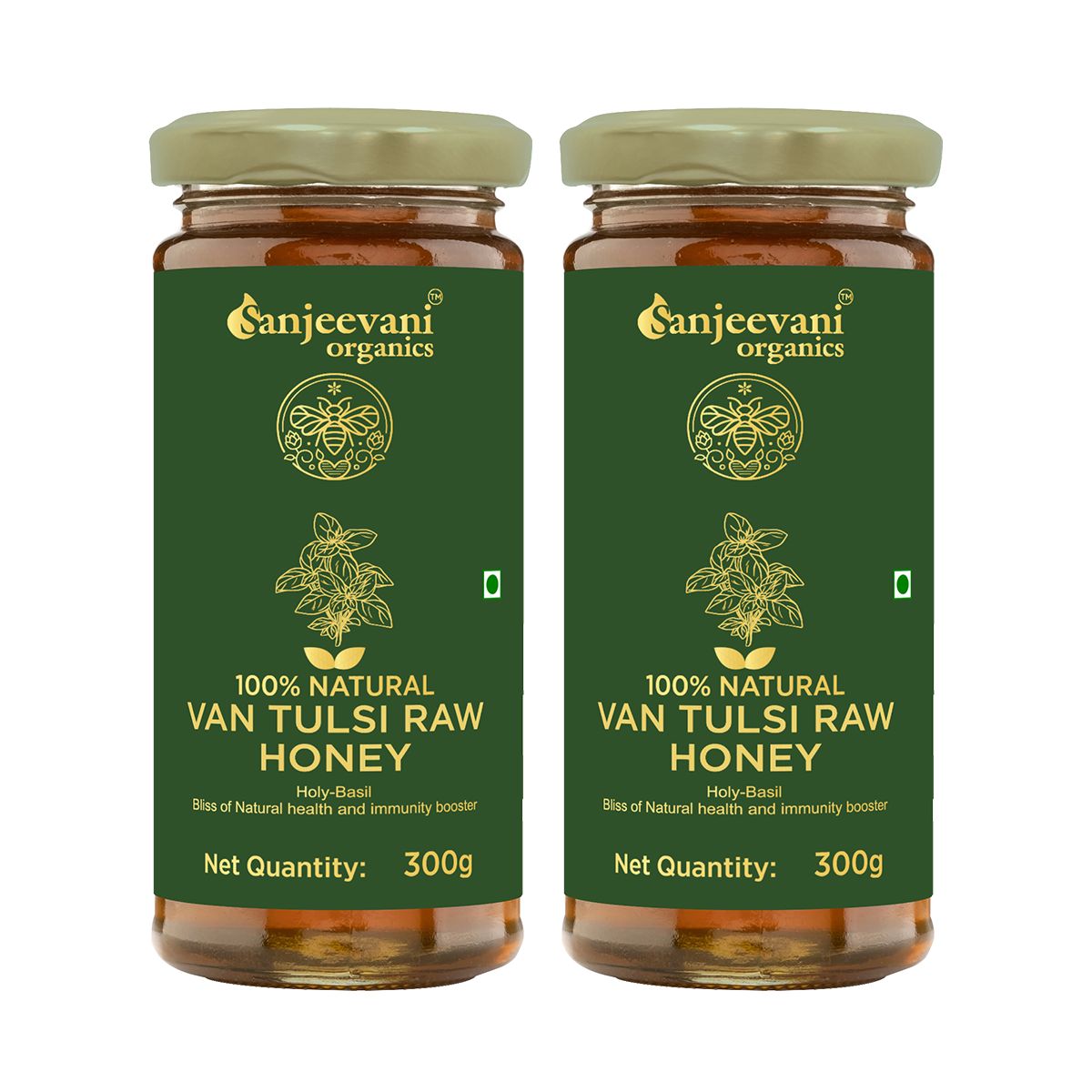 Sanjeevani Organics Van Tulsi Raw Honey | 100% Natural Honey | 300g (Pack of 2) – Premium Quality, Processed Honey for Freshness and Flavor