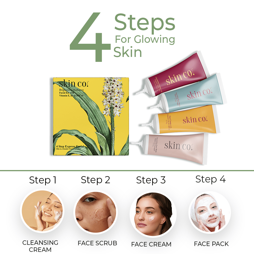  skin co. Brightening Radiance Facial Kit with Vitamin E, B3 & SPF 10