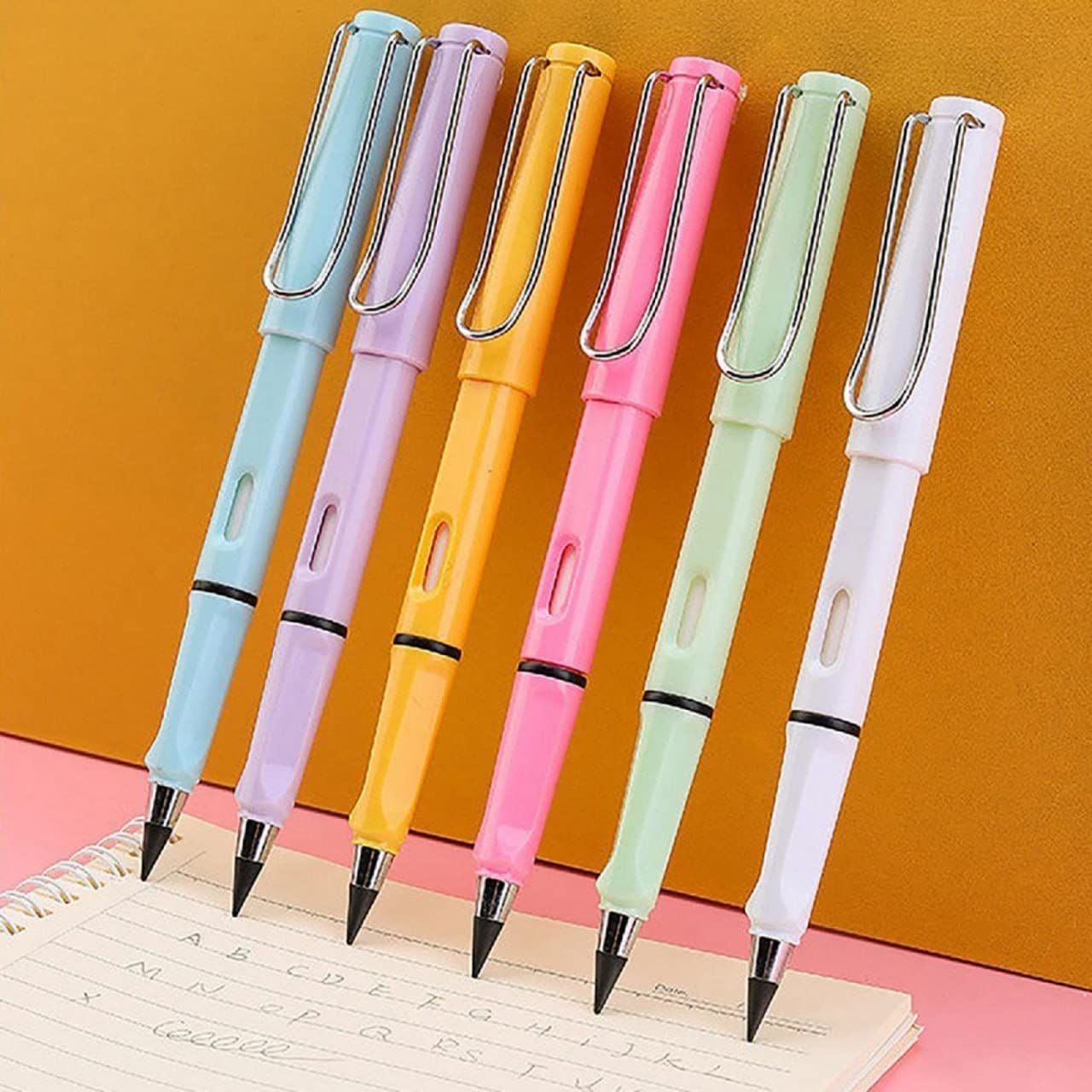 2 IN 1 PENCIL PENCIL ERASER Reusable Everlasting Ink-less Pencils Portable Eternal Erasable Metal Writing Pens Infinite Replaceable Graphite Nib Triangular Golf Stationary Set