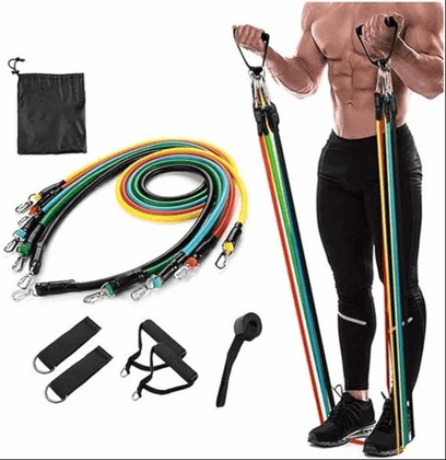 Resistance Exercise Bands 11 pcs with Door Anchor Handles Waterproof Carry Bag Legs Ankle Straps Home Gym Resistance Bands Set for Workout Exercise Stretching