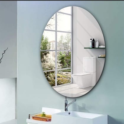 Oval Shape Wall Sticker Mirror Frameless Oval Mirror Plastic Sheet Gives A Mirror Effect Wall Sticker