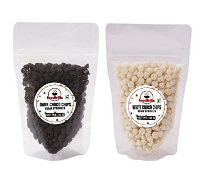 foodfrillz Dark & White Choco Chips Combo (50g x 2), 100 g