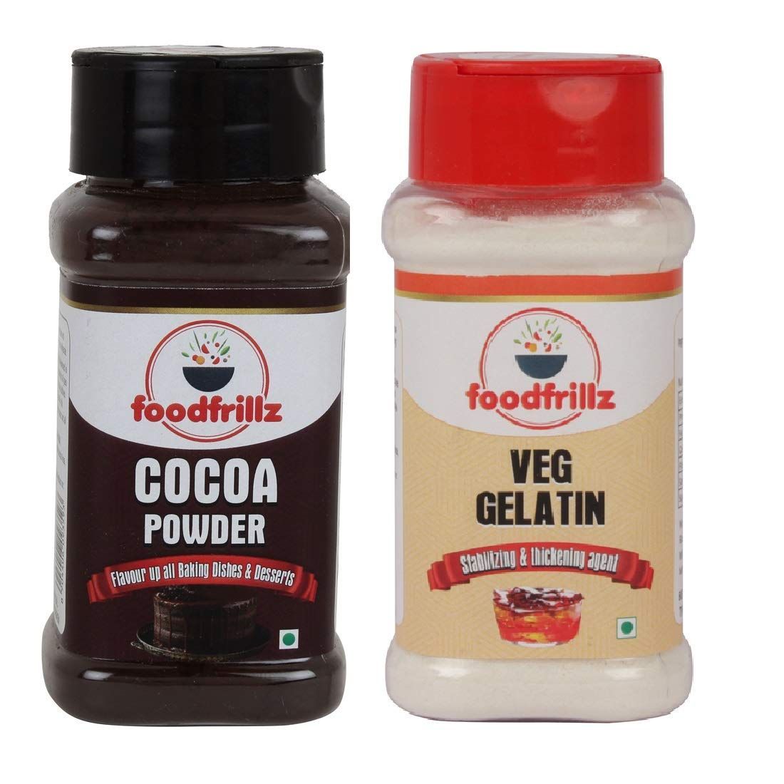 foodfrillz Cocoa Powder (60 g) & Veg Gelatin Powder (90 g) Combo Pack