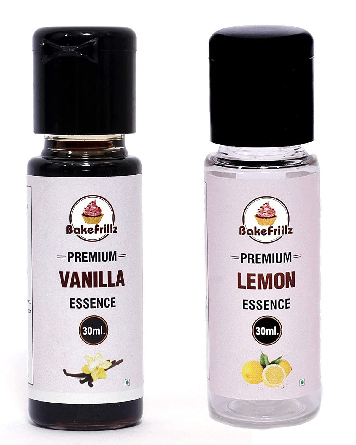 Bakefrillz Vanilla and Lemon Food Flavor Essence Combo for Cake Baking, Ice Creams, Puddings, Cookies Making, 30 mlx2