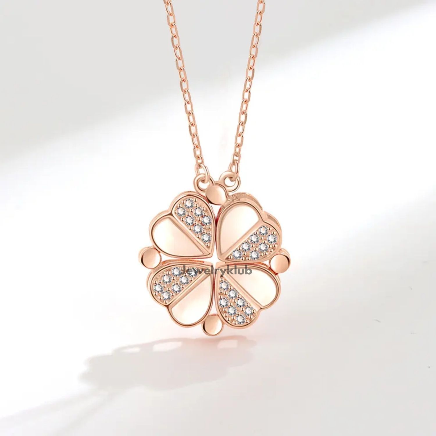 Jewelryklub 2 Way Multi Wearing Magnetic Heart Clover Fancy & Stylish Everyday Jewellery Accessories Necklace For Women & Girls Design 3