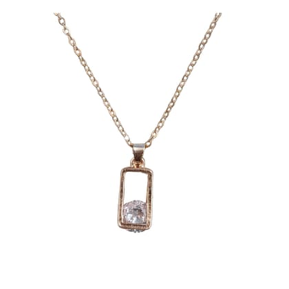 Jewelryklub AD Cubic Zirconia Pendant Necklace Chain For Women Girls Anti Tarnish Stainless Steel Rose Gold Design 7