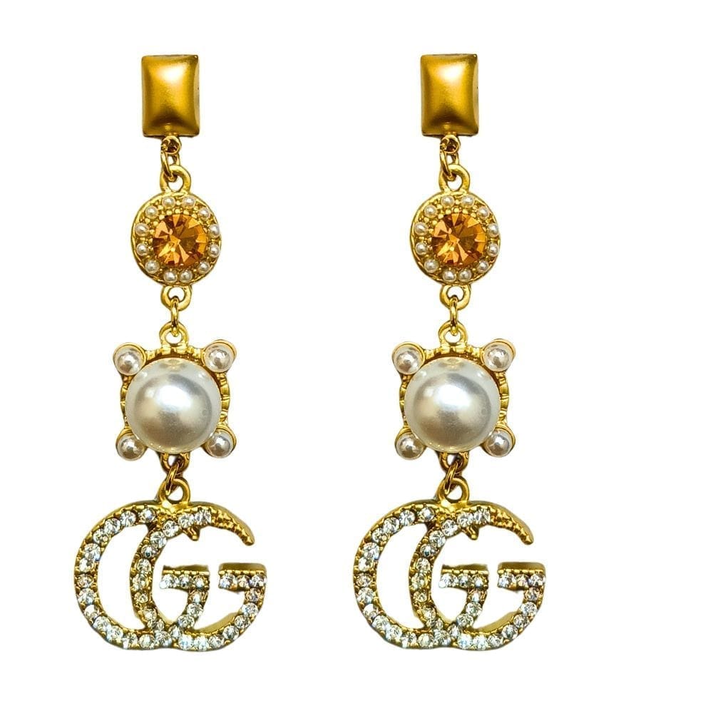 Jewelryklub American Diamond Earrings with Pearl Drop For Girls Women