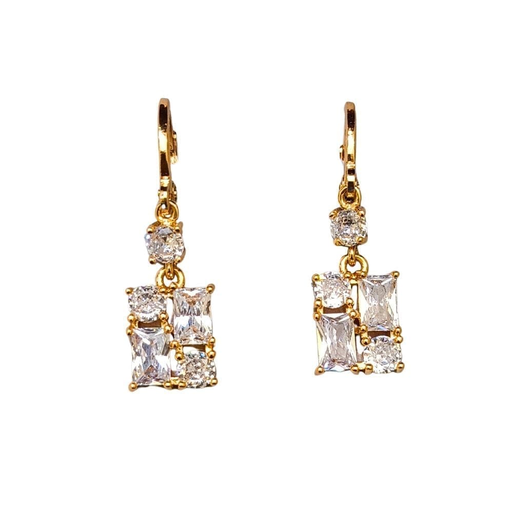 Jewelryklub Cubic Zirconia Baguette Drop Earrings