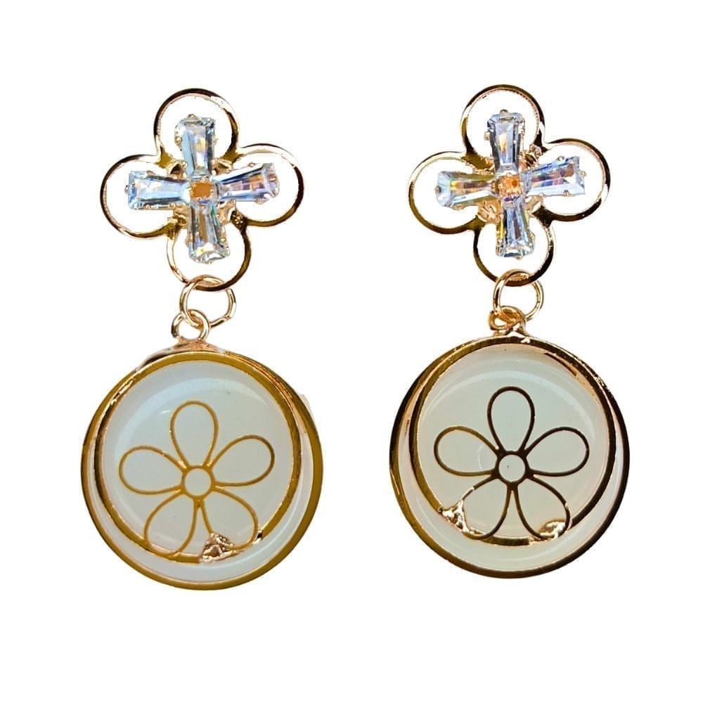 Jewelryklub American Diamond Stone Earrings Flower Shape For Girls Women