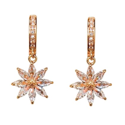 Jewelryklub American Diamond Earrings With Flower Shape Stone For Girls Women