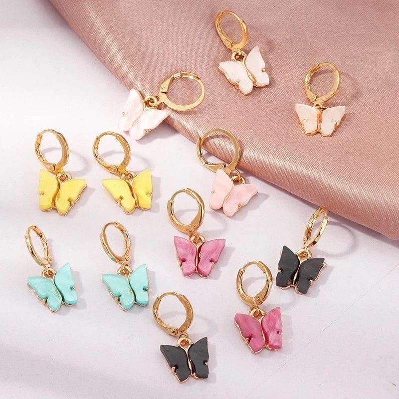 Jewelryklub 5  Pairs Gold Plated Butterfly Huggie Hoops Earrings For Women And Girls