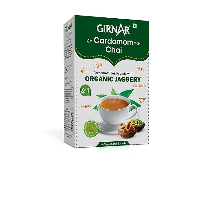 Girnar Instant Cardamom Chai Premix With Organic Jaggery - Green, Instant Tea, 453.6 G, Green Tea, 140 Gram