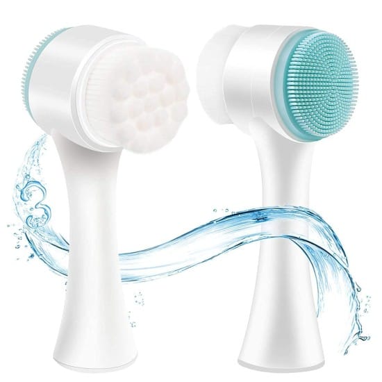 WUGO::Silicone Manual Dual Face Wash Brush for Deep Pore Exfoliate Massager, Scrub Brush for Gentle Exfoliating, Deep Pore Cleansing Use For Women.