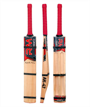 RUDRAYM® RM AK47 Double Blade Light Weight Hard Tennis Four Scoop Kashmir Willow Cricket Bat (Red)