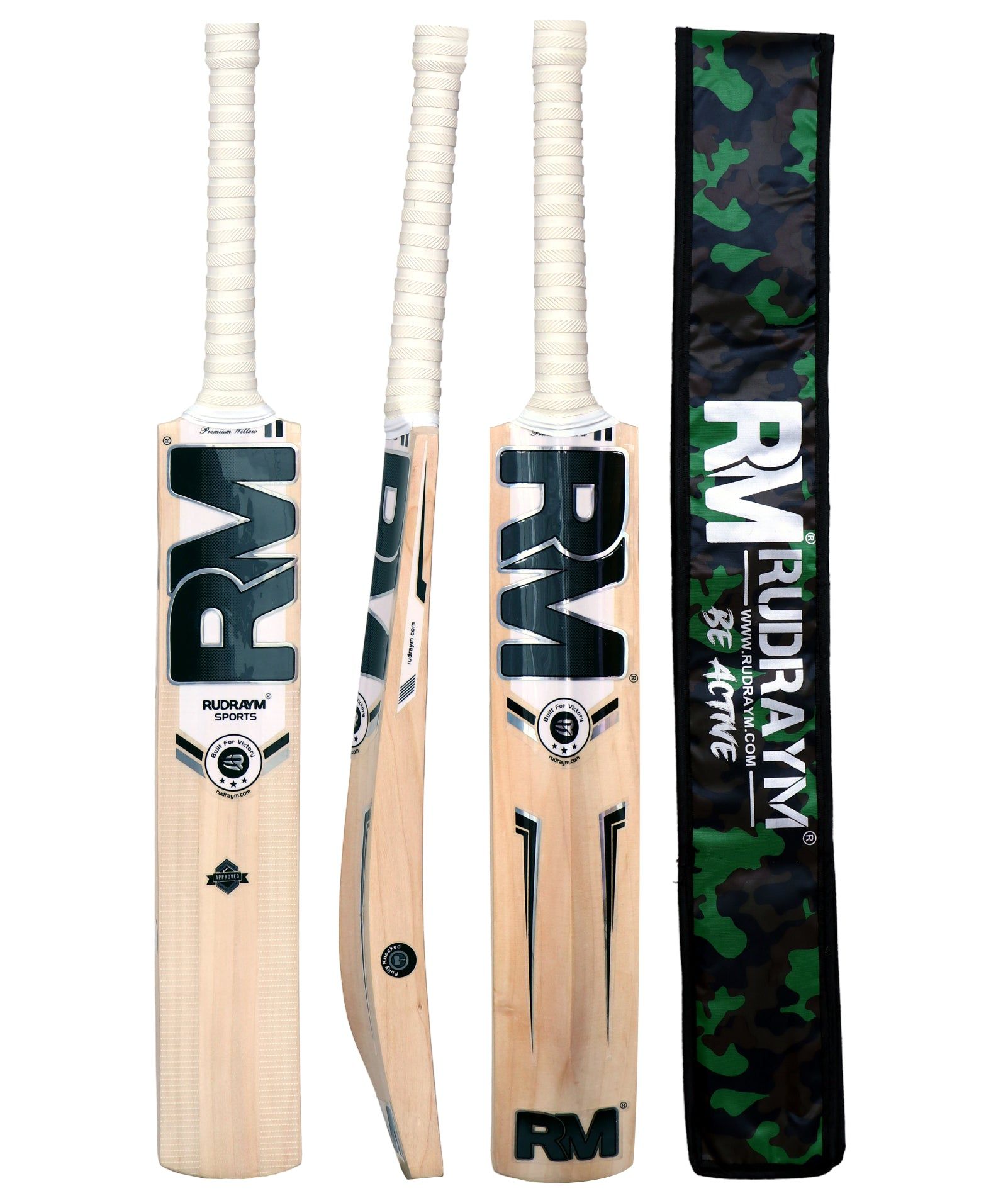 RUDRAYM RM Bruiser Edition Kashmir Willow Leather Cricket Bat Singapore Full Cane Handle (1100-1200 g)