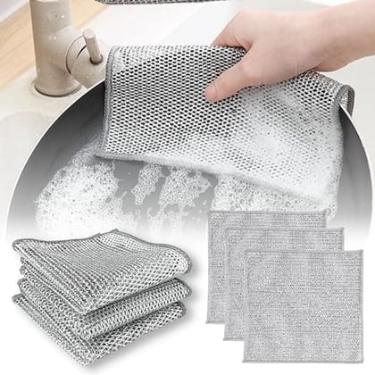 KIT & CO Multipurpose Wire Dishwashing Rags for Wet and Dry, Multifunctional Non-Scratch Wire Dishcloth, Scrubs and Cleans for Dishes, Stove Tops, Easy Rinsing, Machine Washable Pack of 10