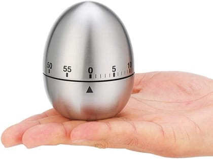 KIT & CO Egg Shape Timer Wind up Timer Kitchen Timer Cooking Timer Reminder Timer Mechanical Reminder Cute Timer Mechanical Rotating Alarm with 60 Minutes for Cooking Silver