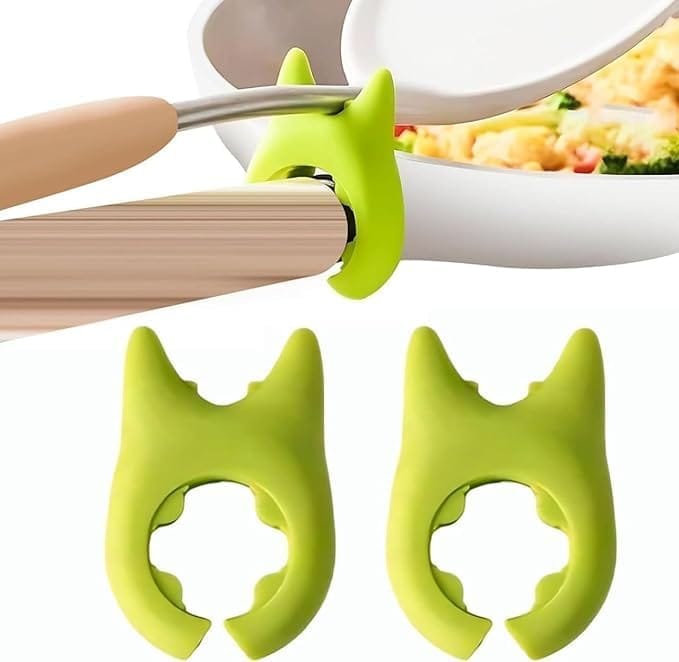 KIT & CO Silicone Pot Clip Spoon Rest Kitchen Spoon Holder Spatula Placement Steam Releaser Hot Spoon Holder Spoon Pot Pan Holder Spatula Bracket Clip Storage Rack for Household.