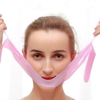 KIT & CO Silicone V Face Mask Lifting V Line Shape, Facial Slimming Bandage Mask, Cheek Chin Neck Slimming Thin Belt