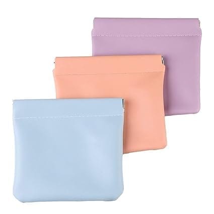 KIT & CO Pocket Cosmetic Bag Squeeze Top, Self Closing Makeup Pouch, Lambskin Waterproof Portable Small Makeup Bag, Women Mini Multifunctional Bag Travel Storage for Cosmetics