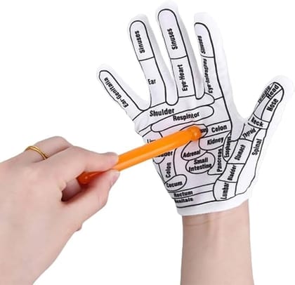 KIT & CO 1 Pairs Acupressure Reflexology Gloves Set Reflexology Tools Hand Massage with Point Massager with Massage Tool, Hand Spa Reflexology Gloves for Women Tired Relieve