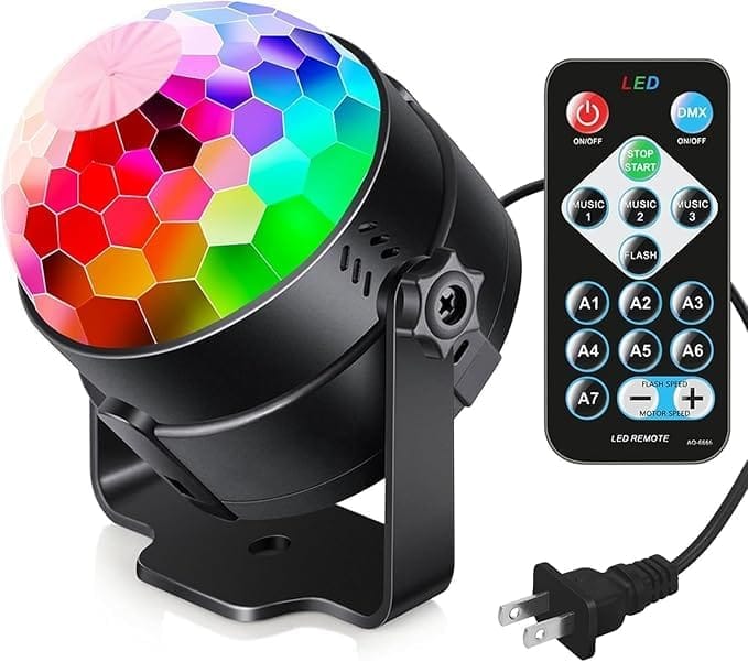 KIT & CO Disco Ball, LED Party Lights, Music Controlled Mini DJ Party Lights, Stand with Suction Cups, Strobe Ball, Stage Lights for KTV, Christmas, Home Parties, Children's Birthday Gift