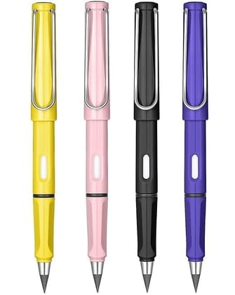 KIT & CO Pen Shape Pencil Everlasting Pencil Inkless Pencils Eternal Portable Reusable Erasable Infinite Replaceable Graphite Nib Birthday Party Return Gift for Kids pack of-4