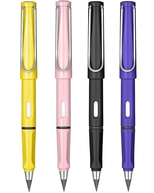 KIT & CO Pen Shape Pencil Everlasting Pencil Inkless Pencils Eternal Portable Reusable Erasable Infinite Replaceable Graphite Nib Birthday Party Return Gift for Kids pack of-4