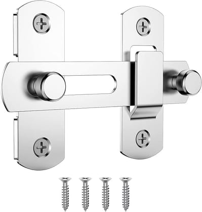 KIT & CO Stainless Steel Flip Sliding Barn Door Lock || Hardware Safety Door Bolt Lock Flip Latch || Prevent Corrosions Door Lock Latch for Cabinet, Bathroom, Window, Outdoor, Garage